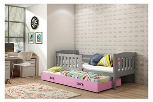 Dětská postel s přistýlkou bez matrací 80x190 BRIGID - grafit / růžová