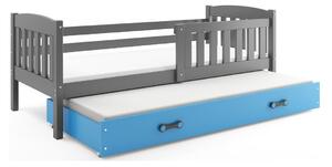 Dětská postel s přistýlkou a matracemi 80x190 BRIGID - grafit / modrá
