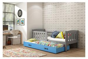 Dětská postel s přistýlkou bez matrací 80x190 BRIGID - grafit / modrá