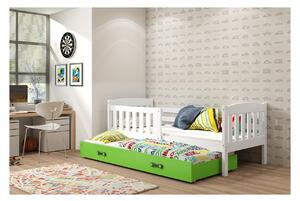 Dětská postel s přistýlkou a matracemi 90x200 BRIGID - bílá / zelená