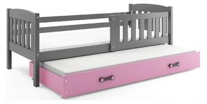 Dětská postel s přistýlkou a matracemi 90x200 BRIGID - grafit / růžová
