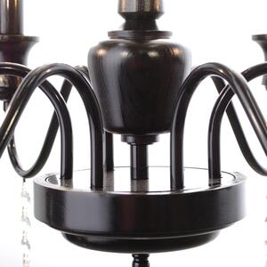 Light for home - Černý kovový lustr s dřevěnými prvky 20006 "Elegant", 6x40W, E14, Černá