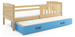 Dětská postel s přistýlkou bez matrací 90x200 BRIGID - borovice / modrá