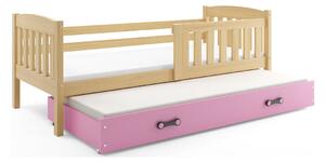 Dětská postel s přistýlkou bez matrací 90x200 BRIGID - borovice / růžová