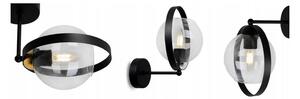 Light for home - Designové nástěnné svítidlo s kulatým stínidlem z čirého skla RING HAGA 2345/K/B, 1x60W, E27, Černá