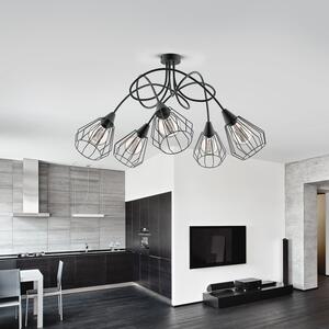 Light for home - Lustr přisazený ke stropu v skandinávském stylu 50255 "Seoul", 5x60W, E27, Černá