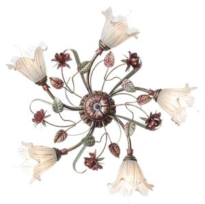 Light for home - Lustr přisazený s měděnými růžemi 15655 "ROSE FLOWER", 5x40W, E14, černá, zlatá, měď, patina