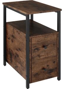Tectake Noční stolek Tullamore 49,5x30x61,5cm - Industriální dřevo tmavé, rustikální