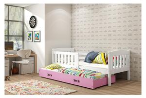 Dětská postel s přistýlkou bez matrací 80x190 BRIGID - bílá / růžová