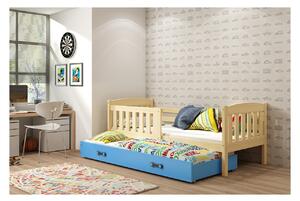 Dětská postel s přistýlkou bez matrací 90x200 BRIGID - borovice / modrá