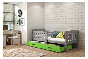 Dětská postel s úložným prostorem s matrací 80x190 BRIGID - grafit / zelená
