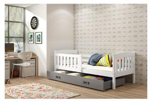 Dětská postel s úložným prostorem s matrací 80x190 BRIGID - bílá / grafit