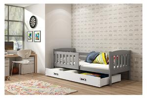Dětská postel s úložným prostorem s matrací 80x160 BRIGID - grafit / bílá