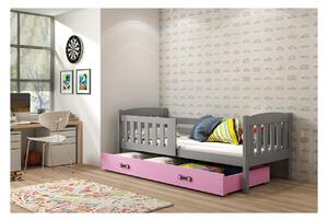 Dětská postel s úložným prostorem bez matrace 90x200 BRIGID - grafit / růžová