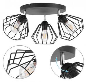 Light for home - Moderní stropní lustr ve skandinavskem stylu s nastavitelnými stínítkami EDISON 1502/3/OP, E27, Černá