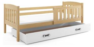 Dětská postel s úložným prostorem s matrací 80x160 BRIGID - borovice / bílá