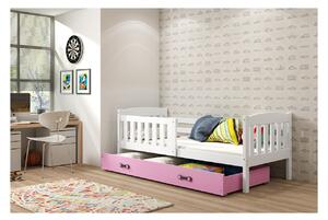 Dětská postel s úložným prostorem bez matrace 90x200 BRIGID - bílá / růžová