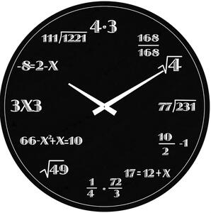 Černé skleněné nástěnné hodiny Postershop Mathematics, ø 30 cm