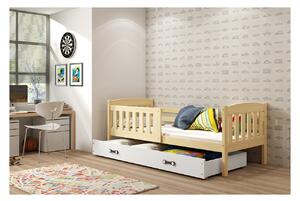 Dětská postel s úložným prostorem s matrací 90x200 BRIGID - borovice / bílá