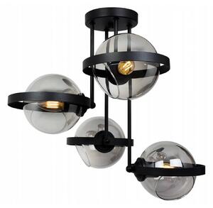 Light for home - Avantgardní závěsná lampa se skleněnými stínidly RING 2340/4/G LH030, 4x60W, E27, Černá
