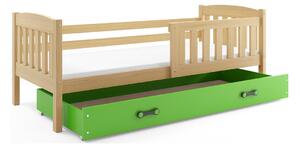 Dětská postel s úložným prostorem bez matrace 80x190 BRIGID - borovice / zelená