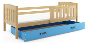Dětská postel s úložným prostorem s matrací 90x200 BRIGID - borovice / modrá
