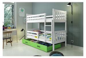 Dětská patrová postel s úložným prostorem bez matrace 80x190 CHARIS - bílá / zelená