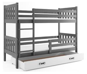 Dětská patrová postel s úložným prostorem bez matrace 80x190 CHARIS - grafit / bílá