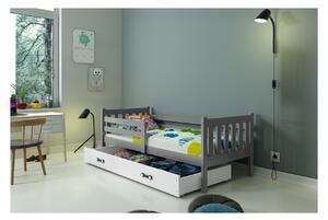 Dětská postel s úložným prostorem bez matrace 80x190 CHARIS - grafit / bílá