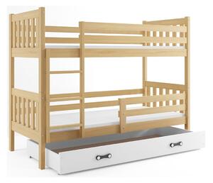 Dětská patrová postel s úložným prostorem bez matrace 80x190 CHARIS - borovice / bílá