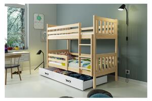 Dětská patrová postel s úložným prostorem bez matrace 80x190 CHARIS - borovice / bílá