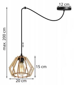 Light for home - Dřevěná závěsná lampa se stínidlem ve tvaru diamantu SPIDER TIMBER 2360/1, E27, Černá