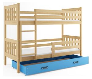 Dětská patrová postel s úložným prostorem bez matrace 80x190 CHARIS - borovice / modrá