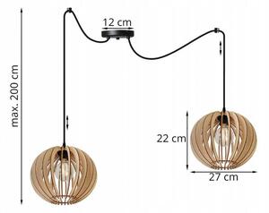 Light for home - Dřevěné svítidlo do kuchyně ve skandinávském stylu SPIDER TIMBER 2362/2, 2x60W, E27, Černá