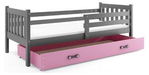 Dětská postel s úložným prostorem bez matrace 80x190 CHARIS - grafit / růžová