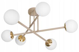 LAMPA WISZĄCA SUFITOWA SZKLANA 6xE27 ŻYRANDOL LOFT koule 74cm béžová kašmír