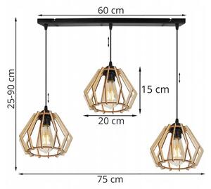 Light for home - Moderní svítidlo s dřevěnými stínidly v skandinávském stylu TIMBER 2360/3, 3x60W, E27, Černá