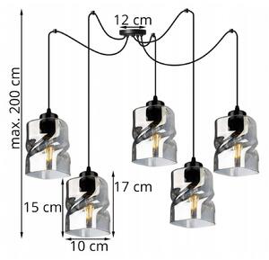 Light for home - Závěsná lampa Spider Loft se skleněnými stínidly SPIDER NIKI 2195/5, E27, Černá