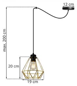 Light for home - Elegantní závěsné svítidlo SPIDER NUVOLA GOLD 2034/1, zlaté kovové stínidlo, 1x60W, E27, černá, zlatá