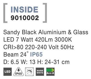 NV 9010002 Venkovní svítidlo s bodcem INSIDE černý hliník a sklo LED 7W 3000K 220-240V 24st. IP65 - NOVA LUCE