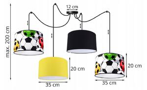Light for home - Velká lampa do dětského pokoje s fotbalovou tématikou SPIDER SOCCER MIX 2188/4, E27, Černá