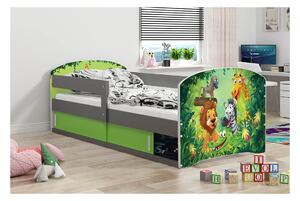 Dětská postel se šuplíkem bez matrace 80x160 DŽUNGLE 1 - grafit