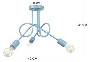 Light for home - Závěsné svítidlo 1001/3PN MONDO, 3xE27/60W, modrá pastelová, 3x60W, E27, modrá pastelová