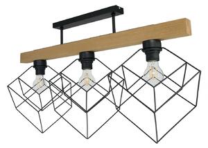 Light for home - Závěsné svítidlo 80M/SW MADERA WOOD, 3xE27/60W, dřevo / černá struktura, 3x60W, dřevo / černá struktura