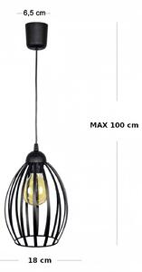 Light for home - Závěsné svítidlo 7001/1O FIORDA, 1xE27/60W, černá struktura, 1xE27/60W, E27, Černá