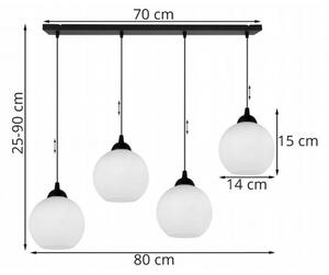Light for home - Závěsné svítidlo na liště se čtyřmi bílými stínidly ELIZA 1987/4/70L, 4x60W, E27, Černá