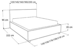 Čalouněná postel s úložným prostorem a osvětlením 140x200 LEXI - černá eko kůže