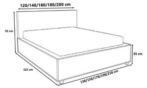 Moderní čalouněná postel s úložným prostorem 120x200 BERGEN - šedá eko kůže