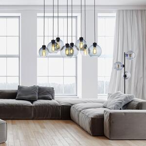 Light for home - Závěsné svítidlo s osmi skleněnými stínidly na lankach 4113 CUBUS GRAPHITE, 8 x E27 Max 60W, 8xE27 Max 60W, E27, Černá