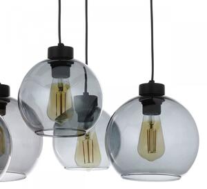 Light for home - Závěsné svítidlo s osmi skleněnými stínidly na lankach 4113 CUBUS GRAPHITE, 8 x E27 Max 60W, 8xE27 Max 60W, E27, Černá